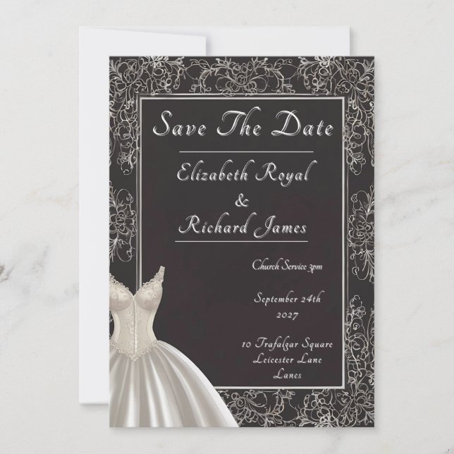 Ein Tag zum Gedenken an das Hochzeitskleid Einladung (Vorderseite)