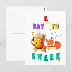 Ein Tag zum Teilen Ginkgo Eiche Botanik Fuchs Dank Postkarte