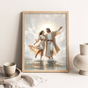 Ein Tanz auf dem Wasser, Christliche Malerei, Jesu Poster
