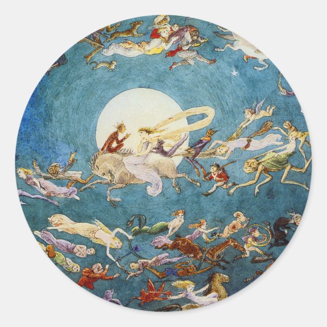 Ein Tanz um die Mond-Aufkleber Runder Aufkleber (Vorderseite)