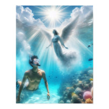 Ein Taucher, überrascht von einem Engel