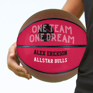 Ein Team Ein Traum Rot Schwarz Weiß Personalisiert Basketball