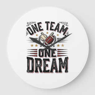 Ein Team Ein Traum Vintage Sportteam Shirt_1 Große Wanduhr