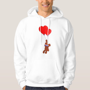 Ein Teddybär, der Herzgestrüpp in Form von Balloon Hoodie