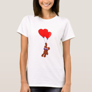 Ein Teddybär hält herzförmige Luftballons T-Shirt