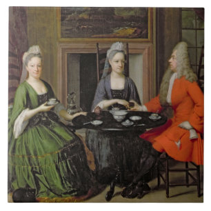 Ein Tee-Party (Öl auf Leinwand) Fliese