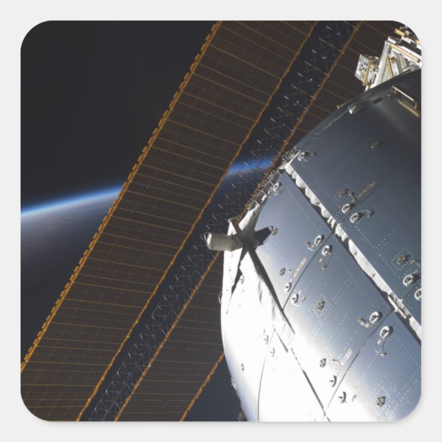 Ein Teil der Internationalen Raumstation Quadratischer Aufkleber (Vorderseite)