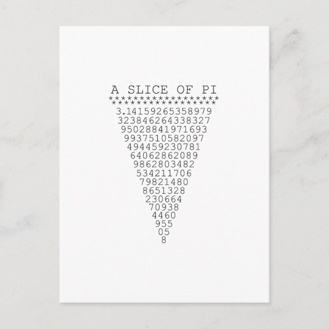 Ein Teil der Pi-Zahlen Postkarte (Vorderseite)
