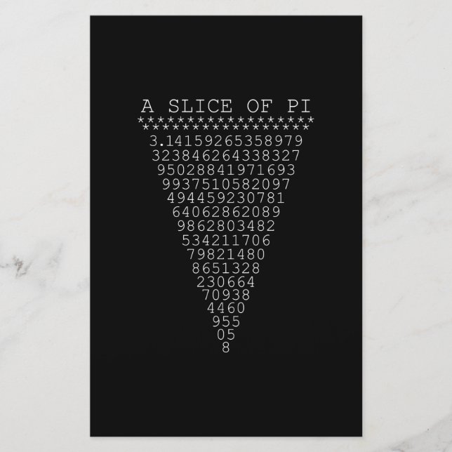 Ein Teil der Pi-Ziffern Briefpapier (Vorderseite)