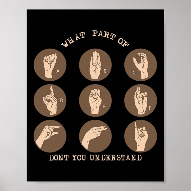 Ein Teil von "Nicht verstehen" ASL-Gebärdensprache Poster (Vorne)