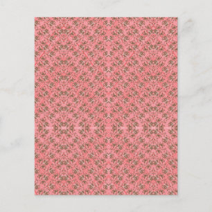 Ein Teppich mit roten und rosa Motiven ist mit ein Flyer