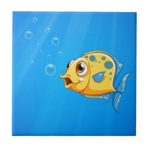 Ein tiefer Ozean mit einem gelben Fisch Fliese