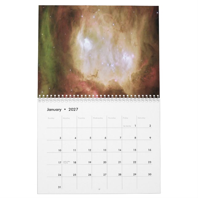 Ein tiefer Raum Stellar Spektakulär Kalender (Jan 2027)