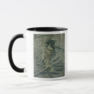 Ein Tiefsee-Taucher, der die Wracke betrachtet Tasse
