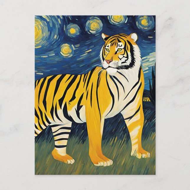 Ein Tiger in der frühen Nacht Postkarte (Vorderseite)