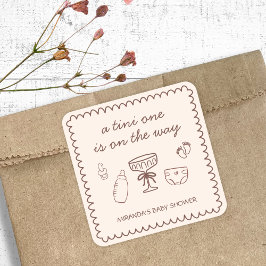 Ein Tini auf dem Weg Espresso Martini Babydusche Quadratischer Aufkleber