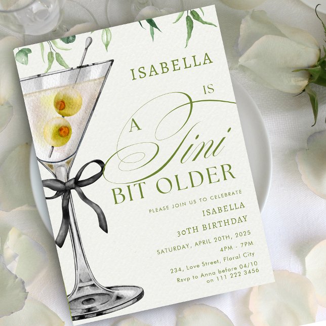 Ein Tini-bisschen älter Cocktail Erwachsene Geburt Einladung (Martini A Tini Bit Older Cocktail Adult Birthday Invitation)