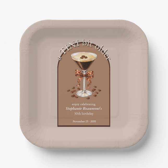 Ein Tini bisschen älter Martini Espresso Braun Bog Pappteller (Vorderseite)