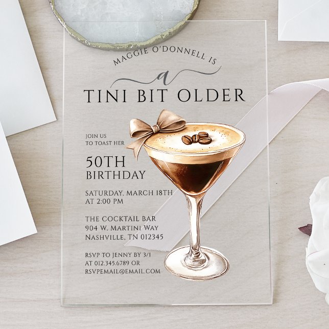 Ein Tini Bit älter 50. Geburtstag Espresso Martini Acryleinladungen (Von Creator hochgeladen)