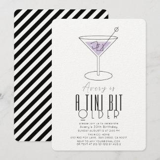 Ein Tini-Bit Ältere Moderne Lila Martini Geburtsta Einladung