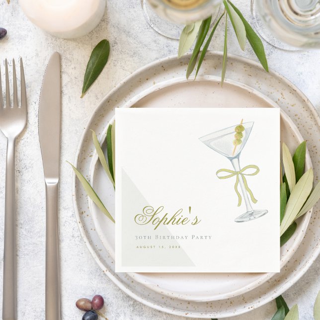 Ein Tini Bit Ältere Olive Martini Cocktail Geburts Serviette (Von Creator hochgeladen)