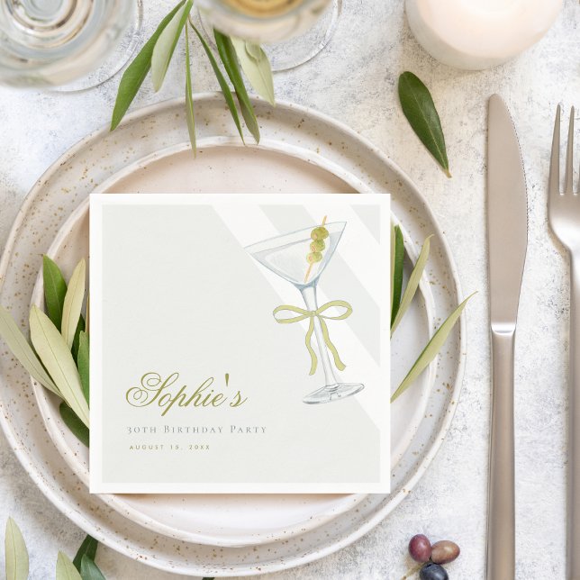 Ein Tini Bit Ältere Olive Martini Cocktail Geburts Serviette (Von Creator hochgeladen)