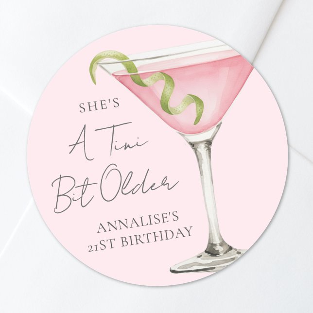 Ein Tini Bit älterer Martini Geburtstag Runder Aufkleber (Tini Bit Older Martini Birthday Classic Round Sticker )