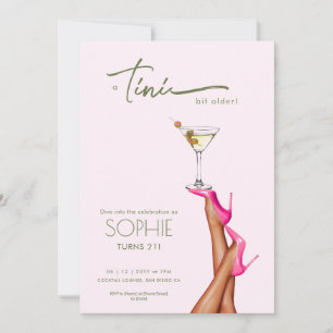 Ein Tini Bit Older Martini Rosa Geburtstag einlade Einladung