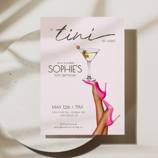 Ein Tini Bit Older Martini Rosa Geburtstag einlade Einladung