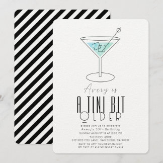 Ein Tini Bit Older Moderne Türkis Martini Geburtst Einladung