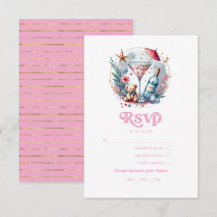 Ein Tini ist auf dem Weg Pink & Gold Babyparty RSVP Karte
