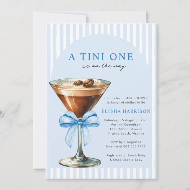 Ein Tini One ist auf dem Weg Jungen Baby Shower Einladung (Vorderseite)