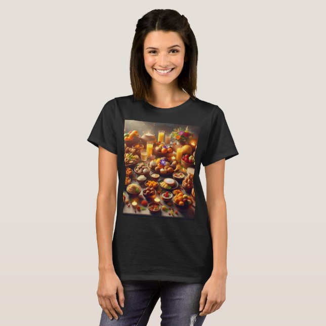 ein Tisch mit Obst und Glas T-Shirt (Vorne ganz)