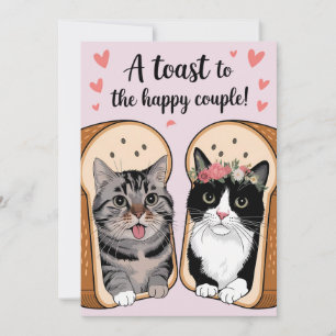 Ein Toast zum glücklichen Paar-Funny Cat Hochzeit Einladung