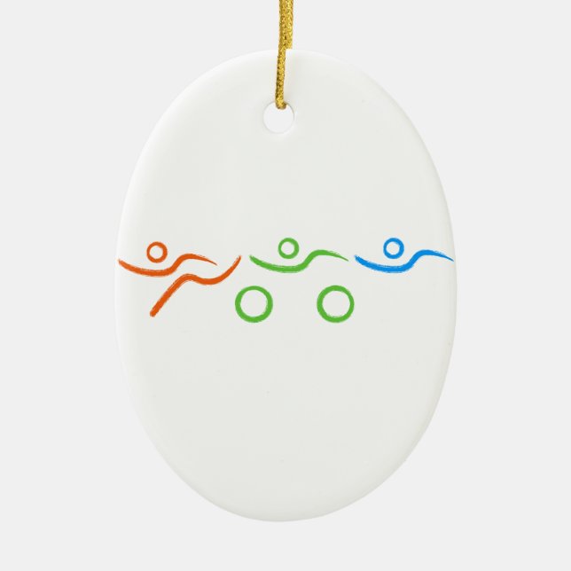 Ein tolles Triathlon-Geschenk für Ihren Freund ode Keramikornament (Vorne)