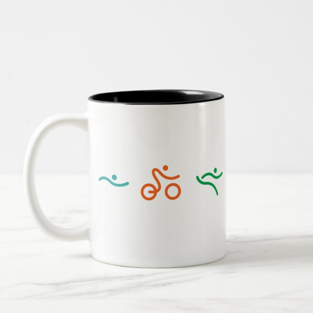 Ein tolles Triathlon Geschenk für Ihren Freund ode Zweifarbige Tasse (Links)
