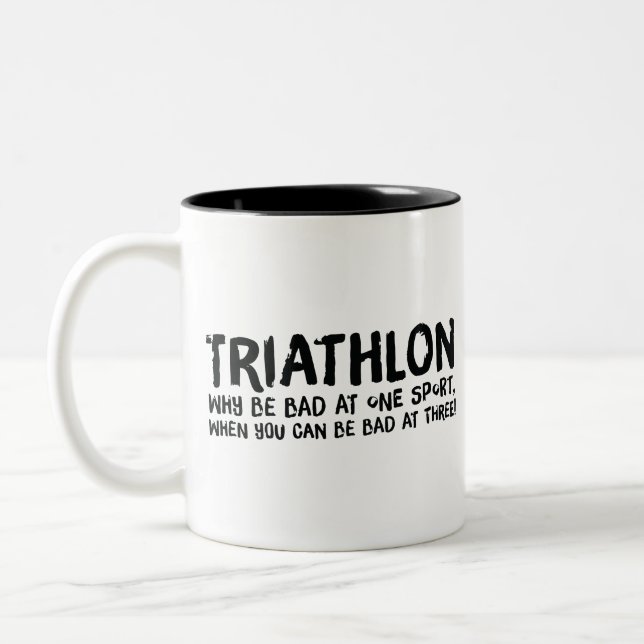 Ein tolles Triathlon-Geschenk für Ihren Freund ode Zweifarbige Tasse (Links)