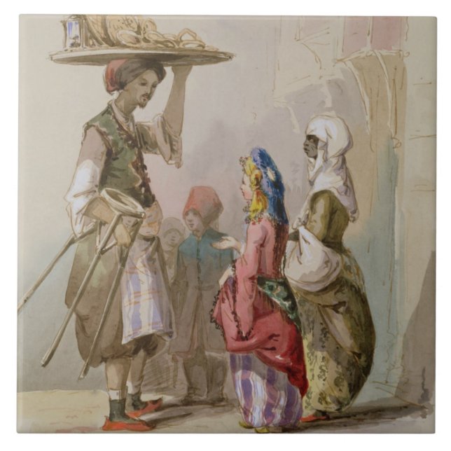 Ein Topfverkäufer, c.1855 Fliese (Vorderseite)