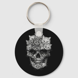 Ein Totenkopf, aber Katzen-Kitty-Skelett Halloween Schlüsselanhänger