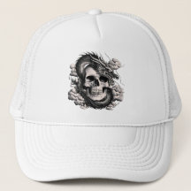 Ein TOTENKOPF UND EIN DRACHE Trucker Hut