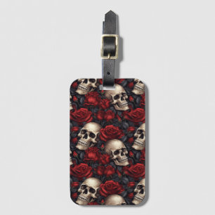 Ein Totenkopf- und Rosen-Serien-Design 10 Gepäckanhänger