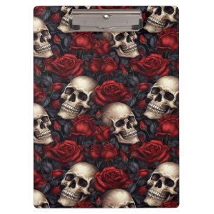 Ein Totenkopf- und Rosen-Serien-Design 10 Klemmbrett