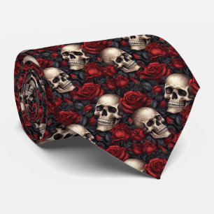 Ein Totenkopf- und Rosen-Serien-Design 10 Krawatte