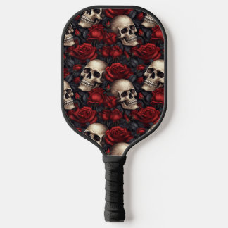 Ein Totenkopf- und Rosen-Serien-Design 10 Pickleball Schläger
