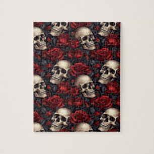 Ein Totenkopf- und Rosen-Serien-Design 10 Puzzle