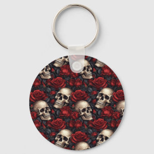 Ein Totenkopf- und Rosen-Serien-Design 10 Schlüsselanhänger