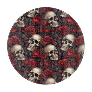 Ein Totenkopf- und Rosen-Serien-Design 10 Schneidebrett