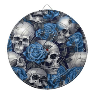 Ein Totenkopf- und Rosen-Serien-Design 12 Dartscheibe