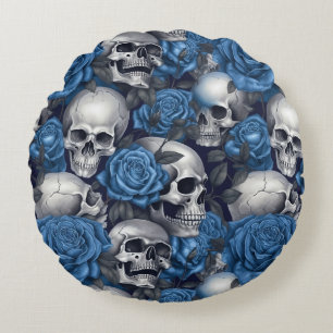 Ein Totenkopf- und Rosen-Serien-Design 12 Rundes Kissen