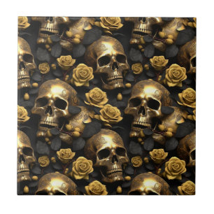 Ein Totenkopf- und Rosen-Serien-Design 8 Fliese